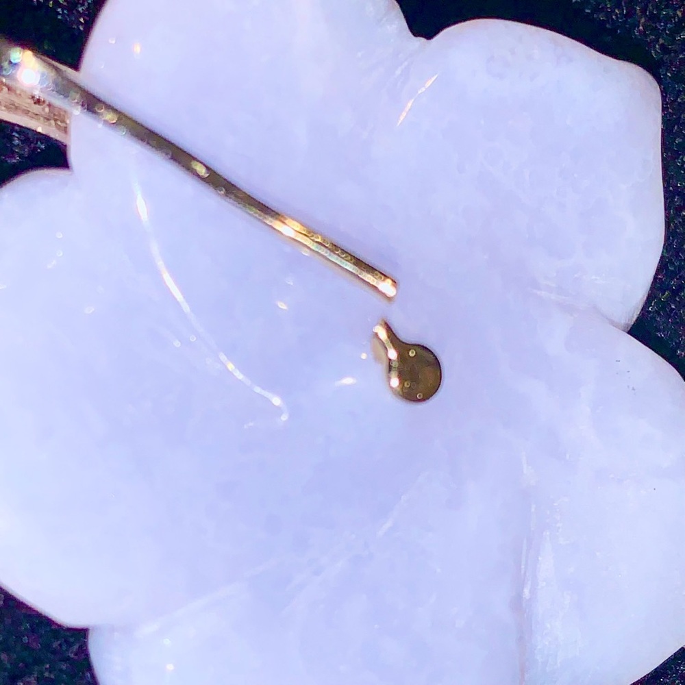 Lavender/Blue Jade Poppy Enhancer with White Gold & Diamonds for Necklace - Picture 6 of 10